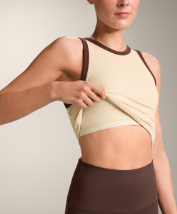 Oysho Удлиненный Tank top в рубчик из смесового модала, ванильный