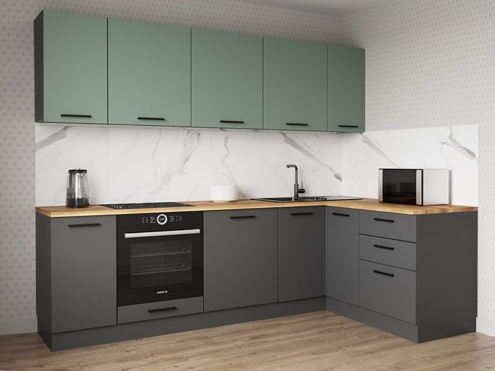 Кухонный гарнитур угловой Изумруд 2600х1600 столешница 26 мм