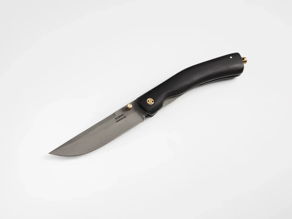 Складной нож "Гриф", сталь Х12МФ, рукоять черный мореный граб