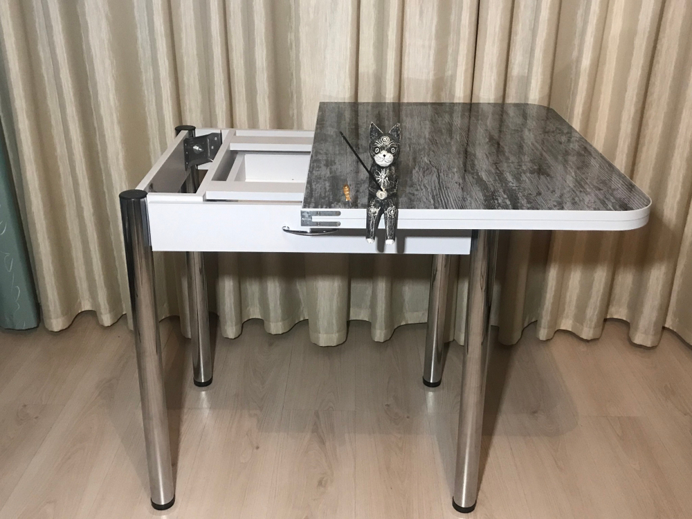 Раскладной обеденный стол с ящиком Wide Silver