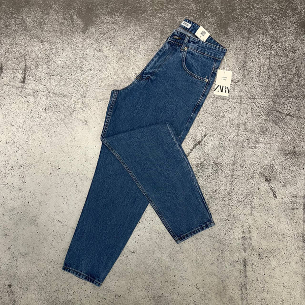 Джинсы Zara banan mom light navy