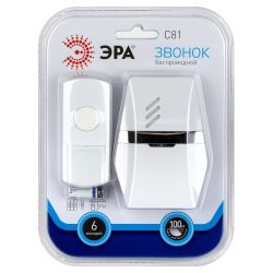 Звонок дверной ЭРА C81 беспроводной белый с серебристым 25 мелодий | Электрозвонки беспроводные