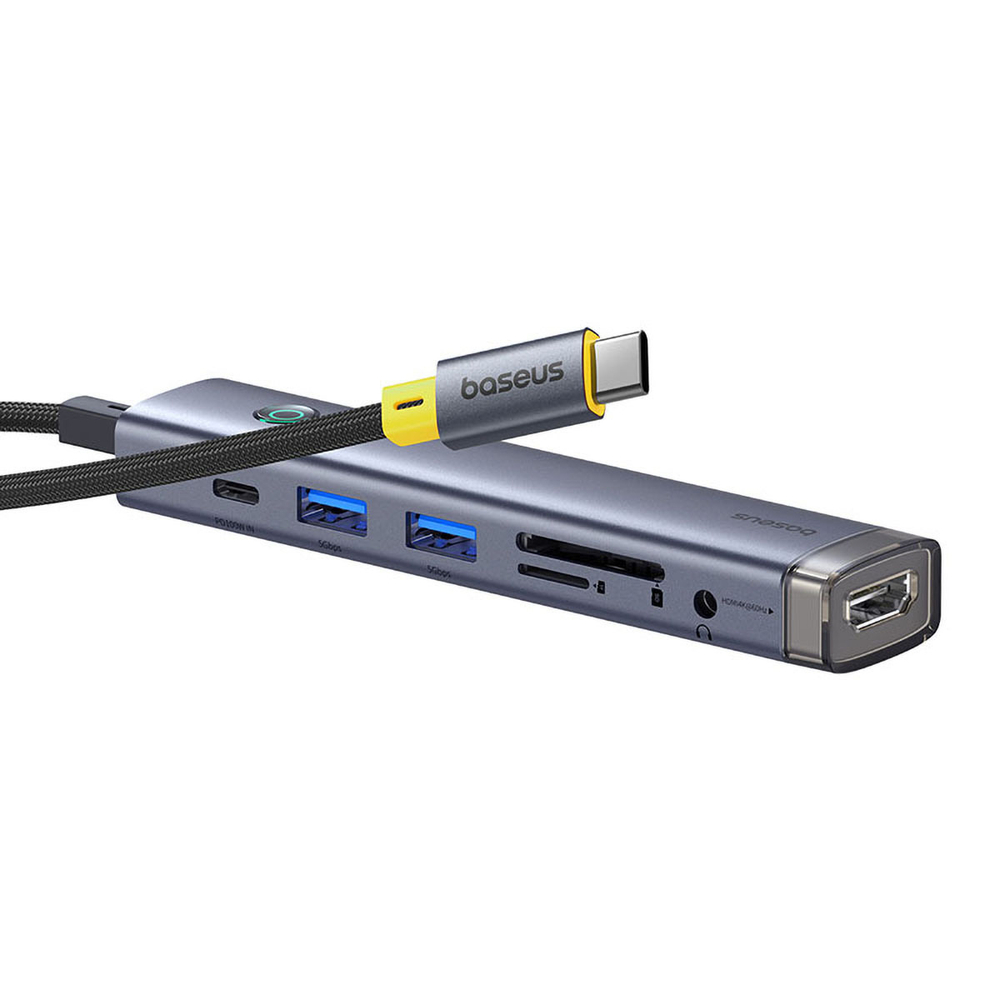 USB-C Хаб Baseus UltraJoy 7-Port AIR (HDMI4K@60Hz + 2xUSB-A3.0 + USB-C-PD + SD3.0 + TF3.0 + mj3.5mm)
