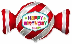 Шар (36""/91 см) Фигура, Конфета, С Днем Рождения, Красный, 1 шт. 6п Б184