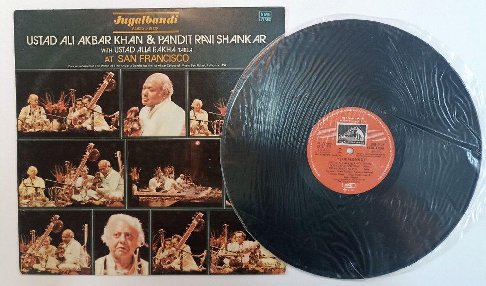 Винтажная виниловая пластинка LP Ustad Ali Akbar Khan and Pandit Ravi Shankar With Ustad Alla Rakha At San Francisco (Индия 1983)