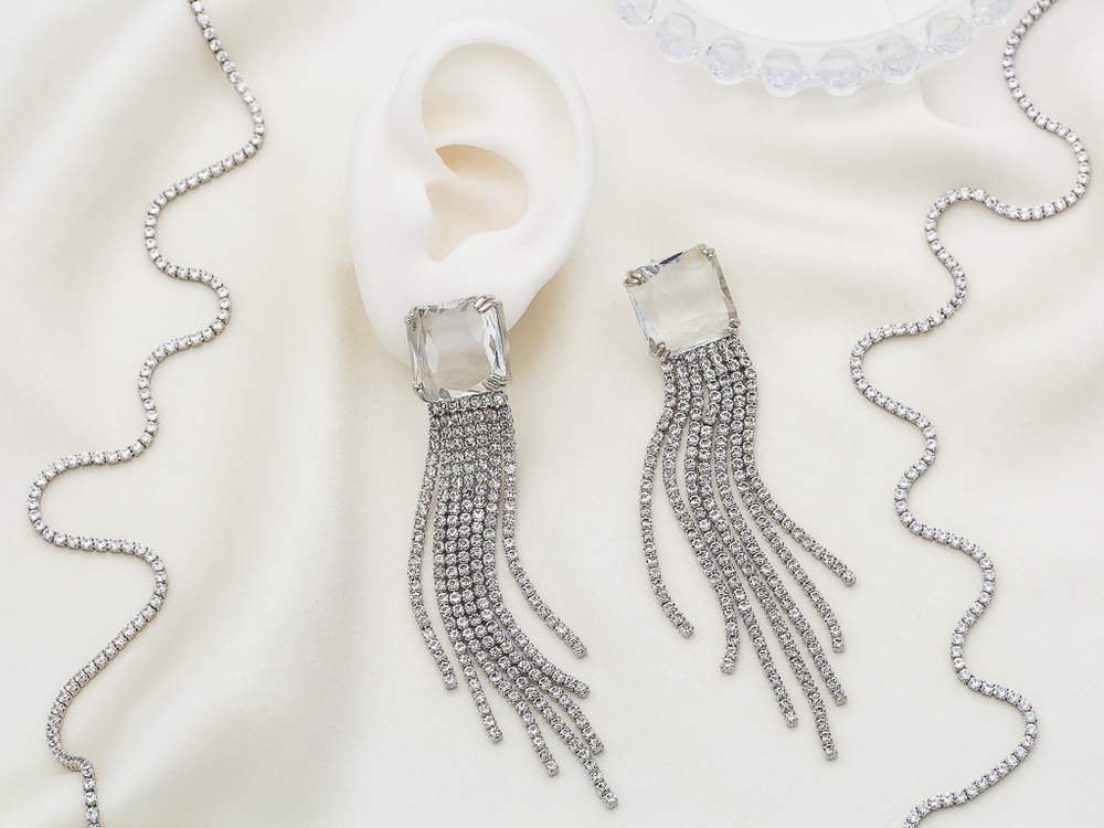 Серьги Вечерние, с кристаллом со стразами