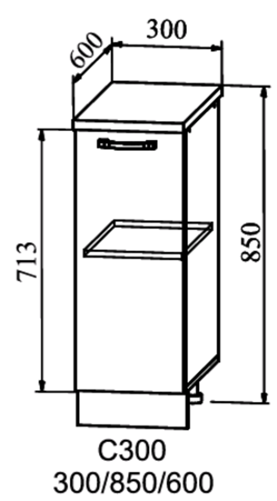 шкаф нижний 300 квадро