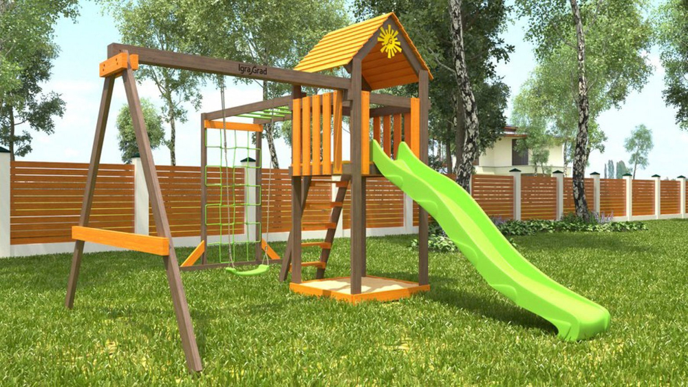 Деревянная детская площадка Игруня