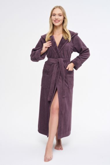 Халат махровый с капюшоном 3879 сухая роза