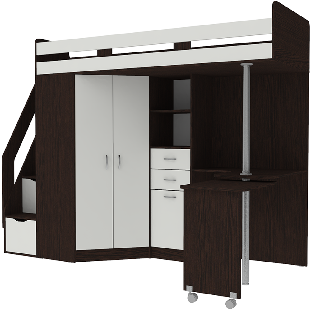 Кровать-чердак КарИВи Мийа Венге Белый