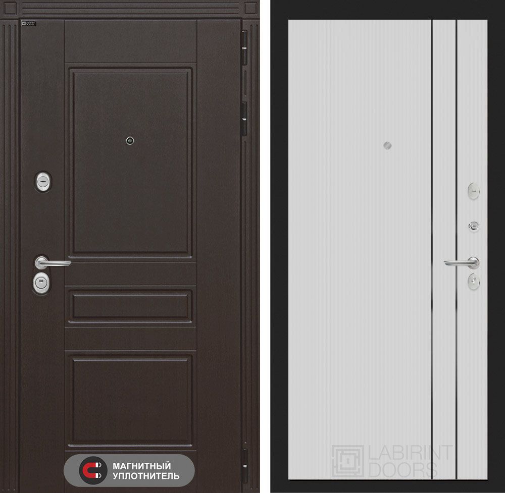 Входная дверь Лабиринт МЕГАПОЛИС - 10 Белый софт рельеф