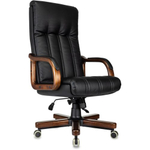 Кресло руководителя Бюрократ T-9932WALNUT/B, Кожа, Черная