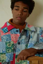 Куртка Soeurs в Технике Пэчворк / Patchwork Padded голубая