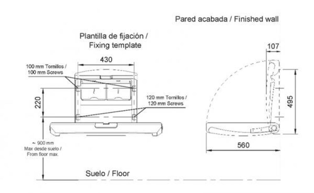 Пеленальный стол нерж. сталь/ полиэтилен NOFER 09214.S матовый