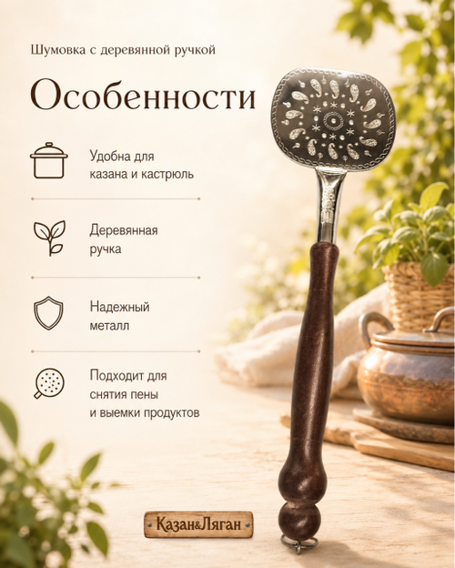 Шумовка средняя 44 см УЗБ с кольцом