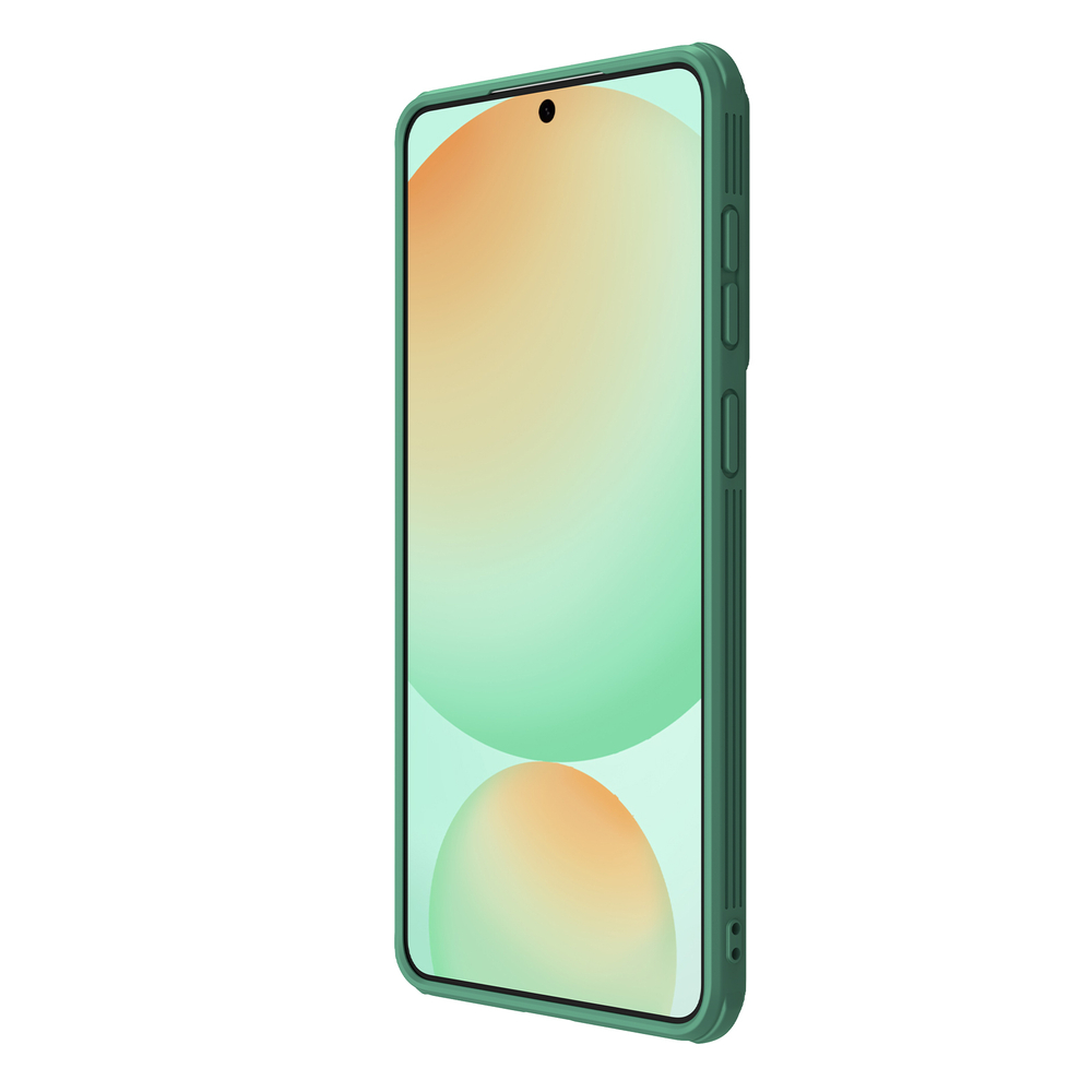 Чехол зеленого цвета (Dark Green) с защитной шторкой для камеры от Nillkin на Samsung Galaxy S25 Edge, серия CamShield Pro Case