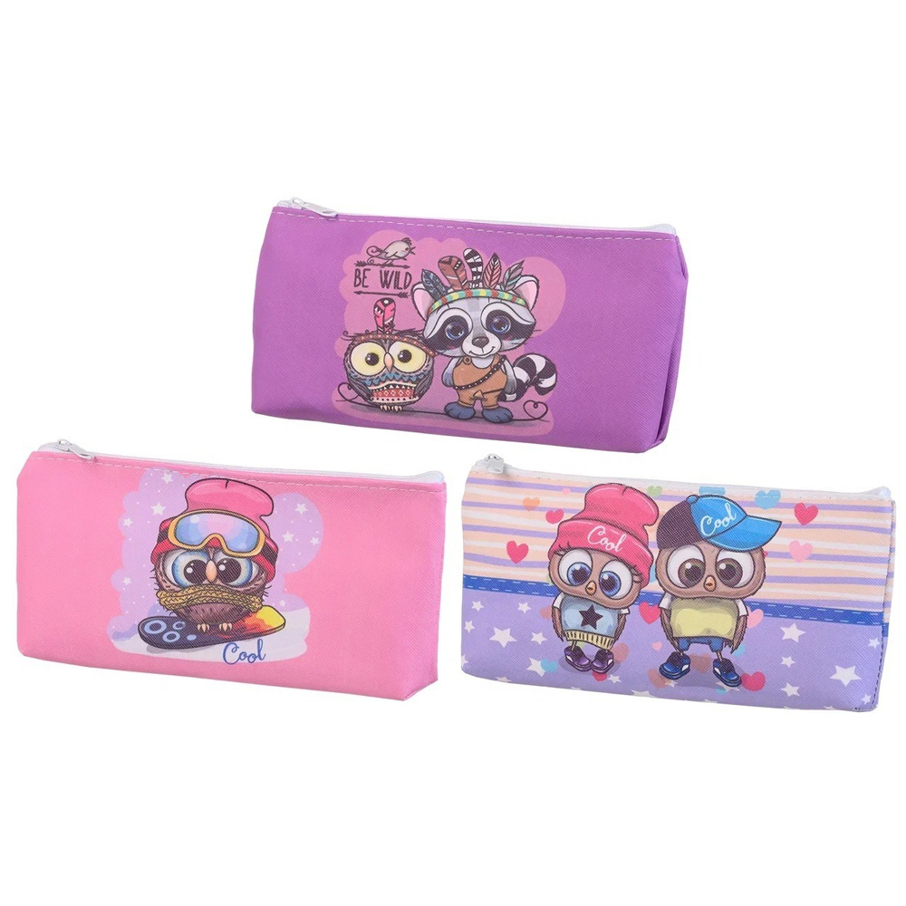 Пенал-косметичка Basir без наполнения, 20*9*5 см, серия "Сова", ассорти