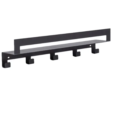 Полка настенная Line 50см с 5-ю крючками (черный)