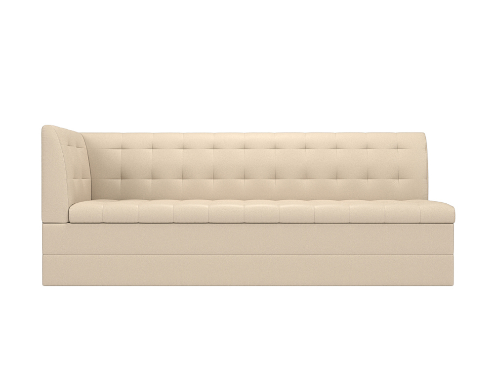 Диван кухонный прямой Бриз с углом слева, Бежевый, Экокожа, 100386L