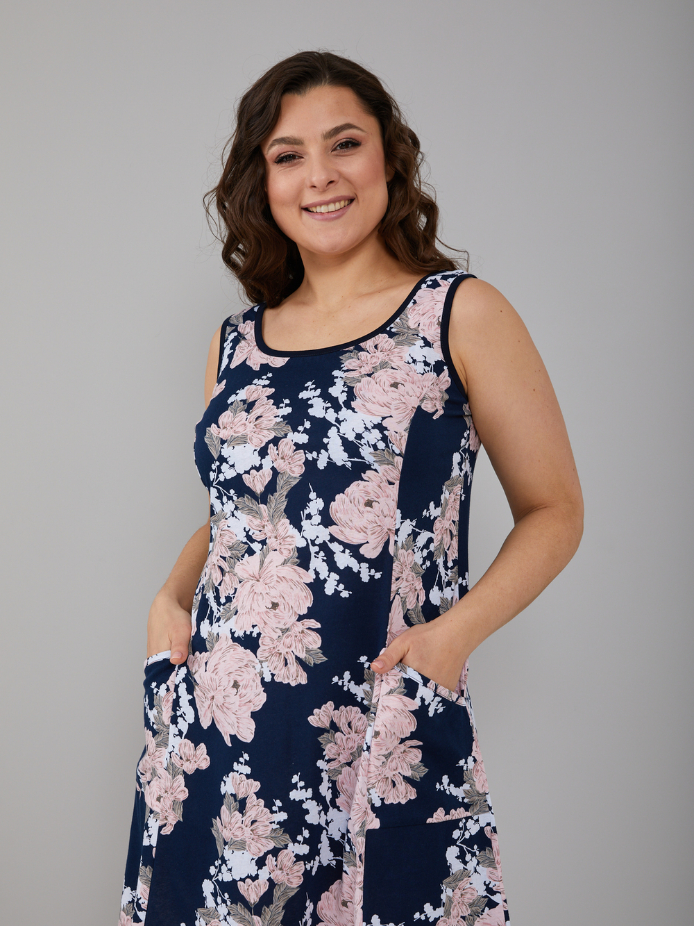 Платье П-012/тсиний-пудровыйпион