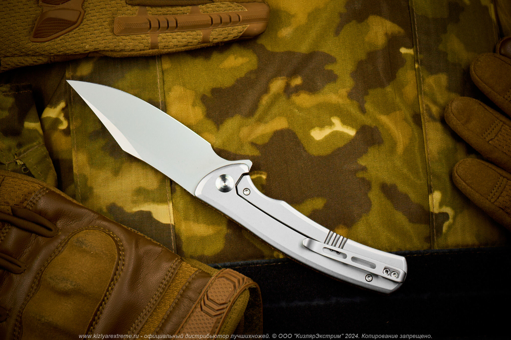 Нож Civivi Sinisys C20039-2 сталь 14C28N Silver Bead Blasted рукоять Brown Burlap Micarta