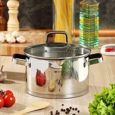 Кастрюля нерж, 4.75 л, с крыш, Daniks, Манхэттен, M-461-22, индукц