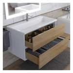 Тумба с раковиной Uperwood Barsa 90 см, раковина белая, подвесная тумба белая/дуб сонома