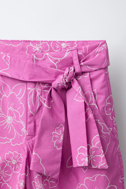 ZARA БРЮКИ С ЦВЕТОЧНЫМ ПРИНТОМ, РОЗОВЫЙ/БЕЛЫЙ