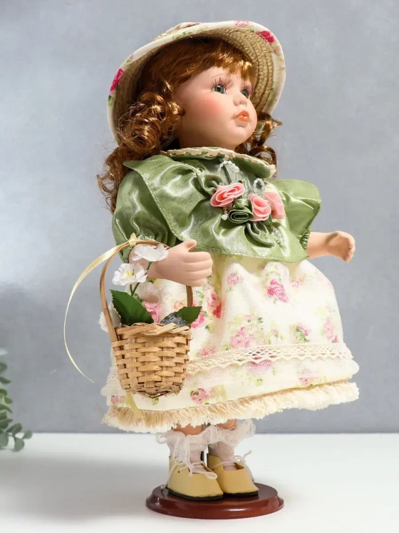 Кукла керамическая фарфоровая Энни в платье 30 см
