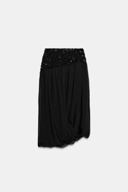 ZARA ЮБКА С ПАЙЕТКАМИ — ZW COLLECTION, ЧЕРНЫЙ