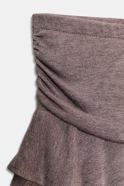 ZARA ЮБКА С МЯГКИМИ ВОЛАНАМИ, КОРИЧНЕВЫЙ МЕЛАНЖ