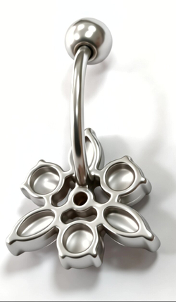 Ювелирный пирсинг "Эстерелла" Цветок, родированный, вставка фианит, 2.13 г