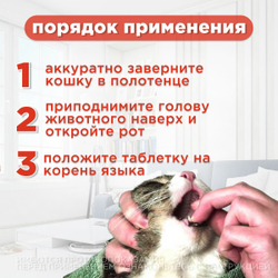 Таблетки от гельминтов для кошек Празицид APICENNA, 6таб. Празиквантел/Пирантел