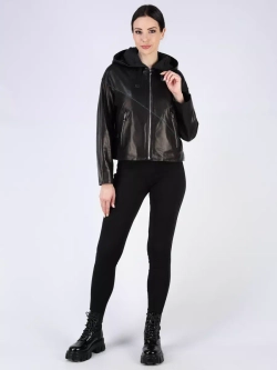 Кожаная куртка демисезонная с капюшоном