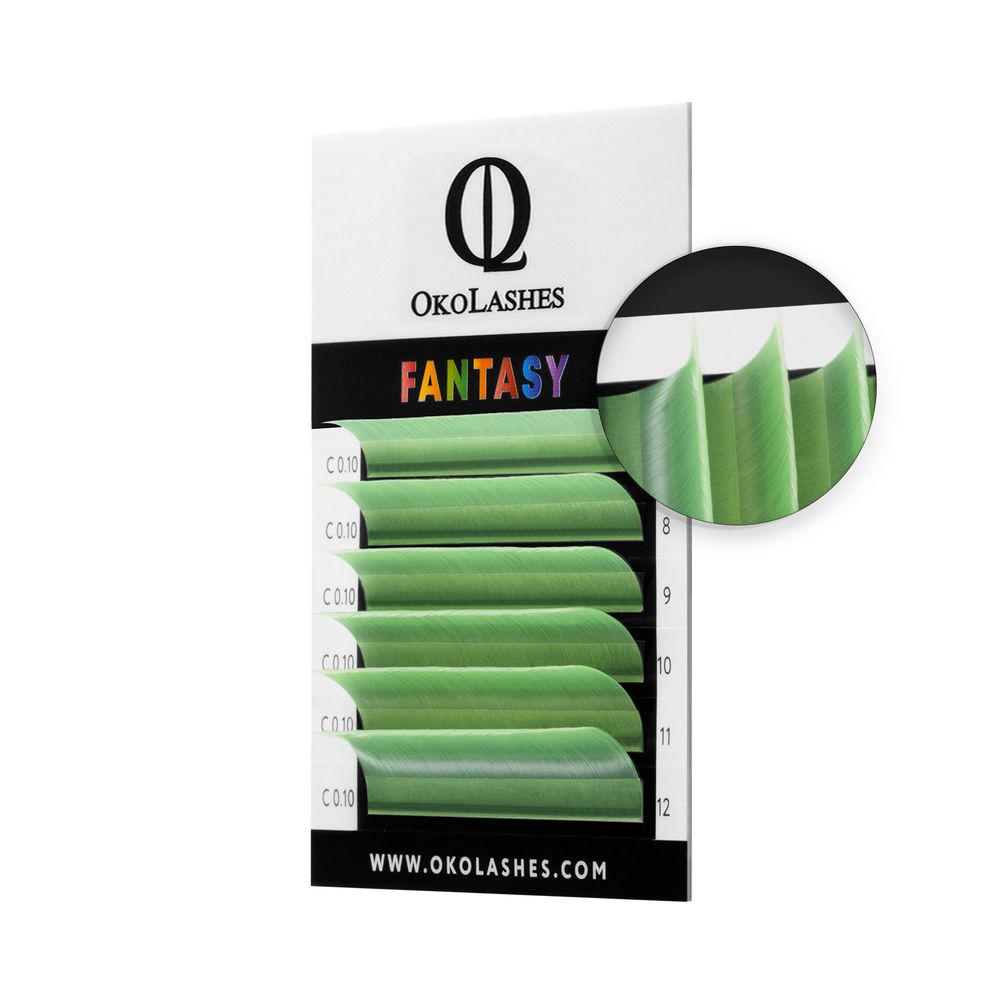 Зеленые тархун ресницы Okolashes Fantasy MINI MIX - 6 линий