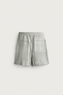 ZARA ШОРТЫ RELAXED FIT С РЕЛЬЕФНОЙ ФАКТУРОЙ, СВЕТЛО-СЕРЫЙ