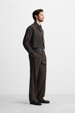 ZARА ДЖИНСОВАЯ РУБАШКА, ЧЕРНЫЙ-КОРИЧНЕВЫЙ