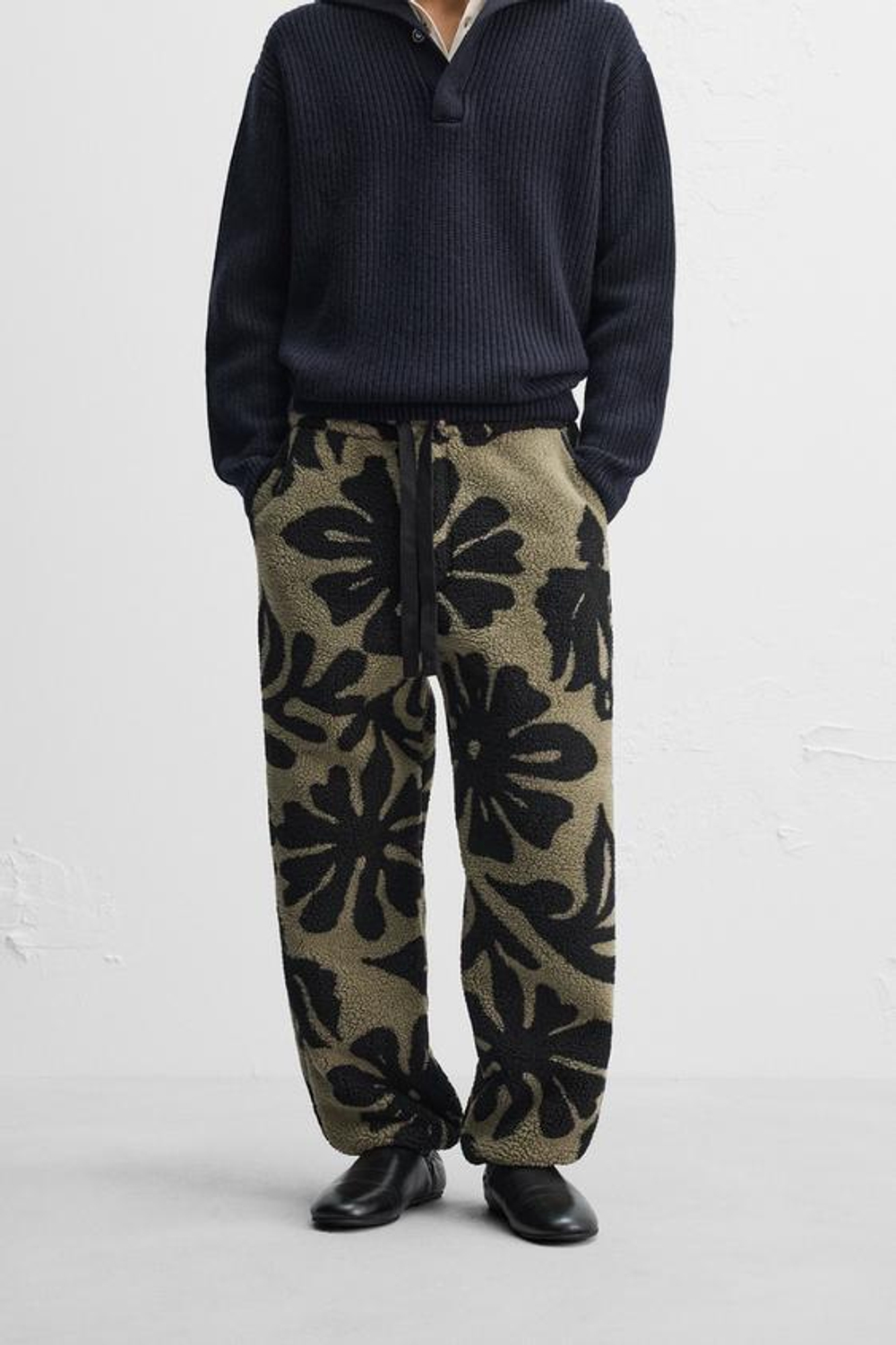 ZARA X NANUSHKA ЖАККАРДОВЫЕ БРЮКИ ИЗ ИСКУССТВЕННОЙ ШЕРСТИ, ЗЕЛЕНЫЙ