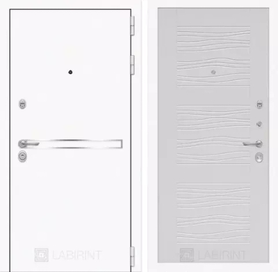 Дверь входная Лабиринт Лайн WHITE 06 - Белое дерево металлическая