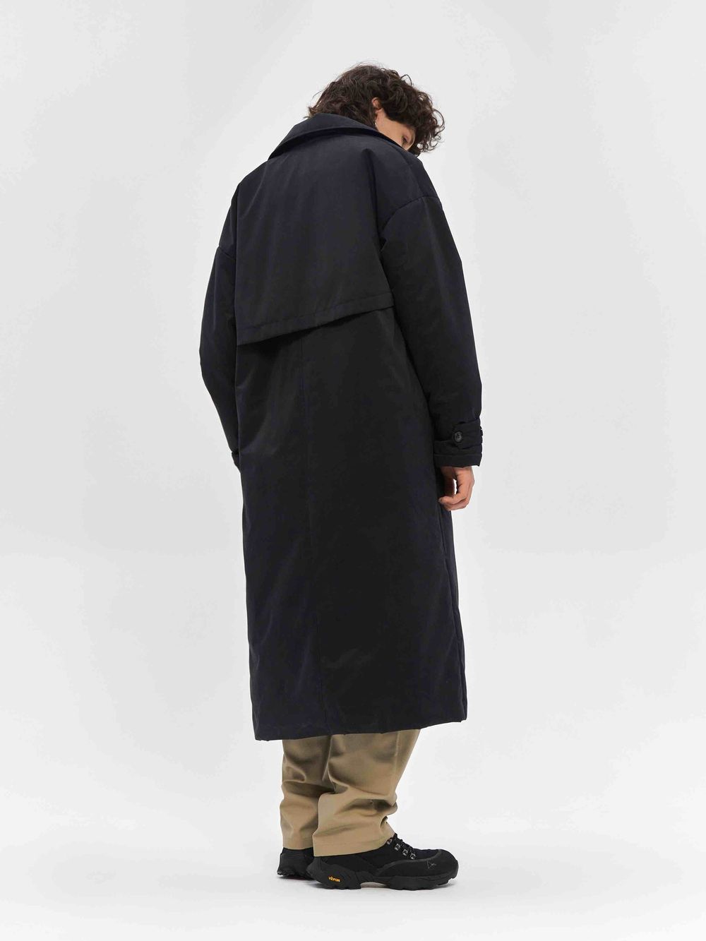 Плащ FOS Длинный Утепленный Мужской черный