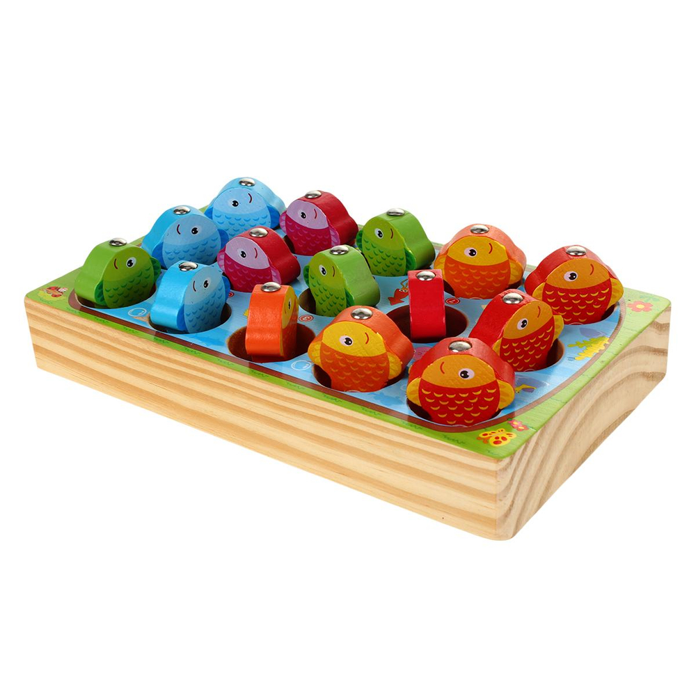 Развивающая игрушка деревянная Рыбалка обьемная, коробка C-41674