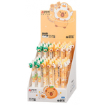 Ручка гелевая, пиши-стирай, автоматическая, Basir, синие чернила, серия "Капибара", с игрушкой на корпусе