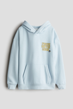 H&M Толстовка с капюшоном и принтом, голубой