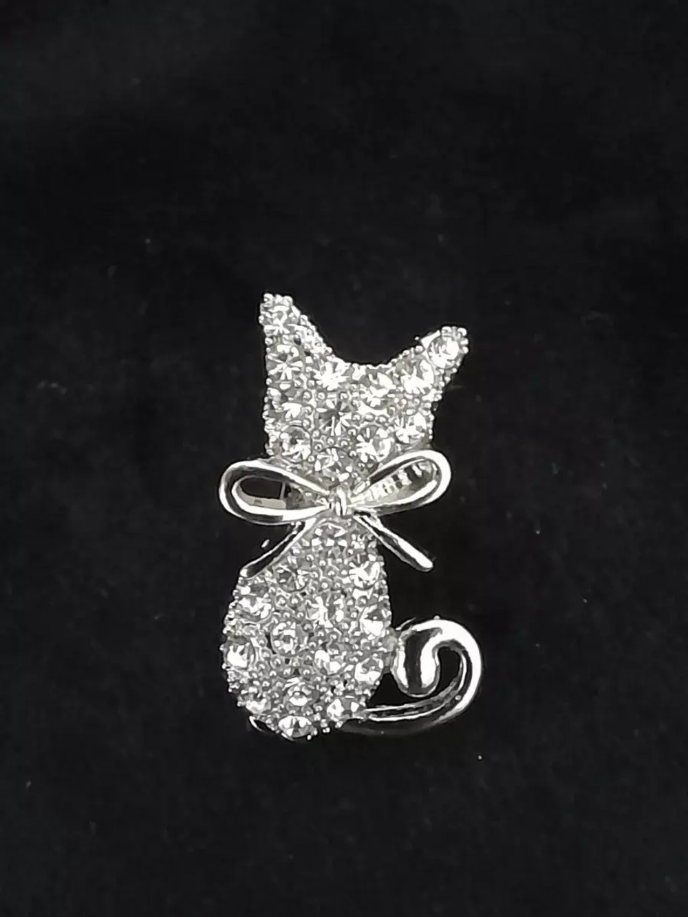 Брошь кошка серебро