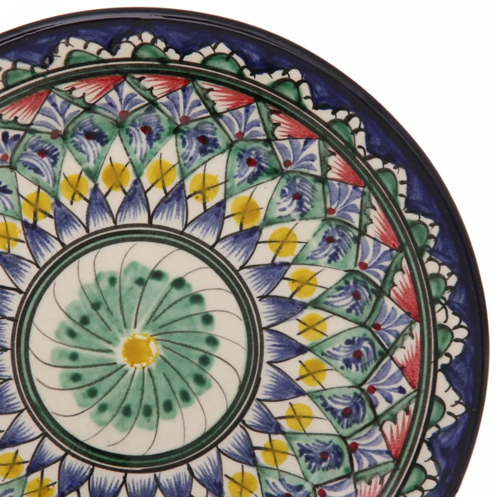 Тарелка плоская 22см синяя Риштанская Керамика