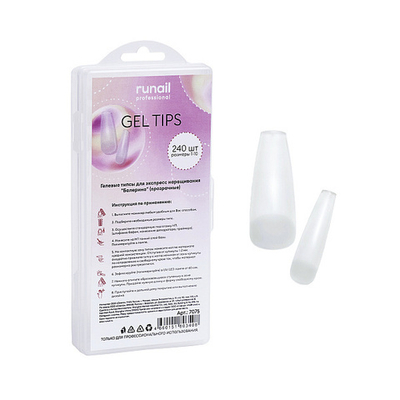 RuNail Гелевые типсы "Балерина" (прозрачные) , 240 шт