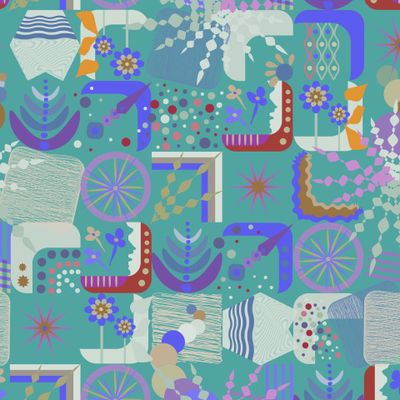 geometric abstraction doodle stripes flowers