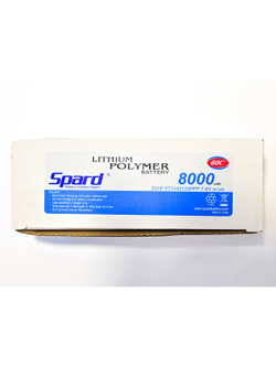 Аккумулятор Li-Po Spard 8000mAh, 7.4V, 60C, XT60, XL Hardcase (140x48x49мм) для авто 1/10, 1/8