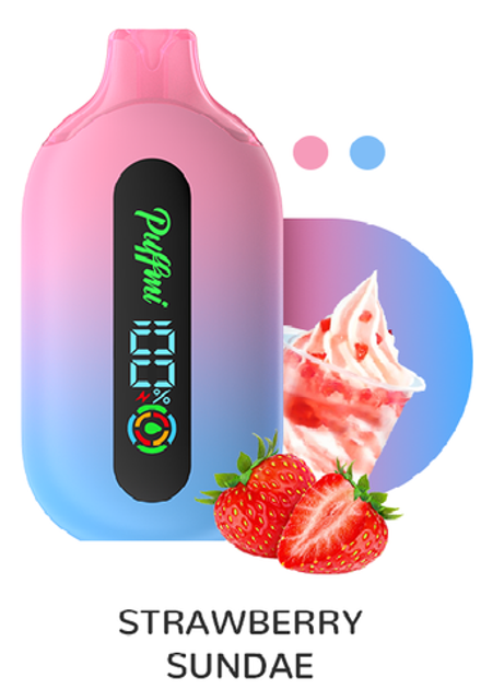 Puffmi Pure Strawberry sundae - мороженое с клубничным сиропом 12000 затяжек 20мг (2%)