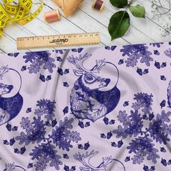 Ткань шифон олень с листьями желудей